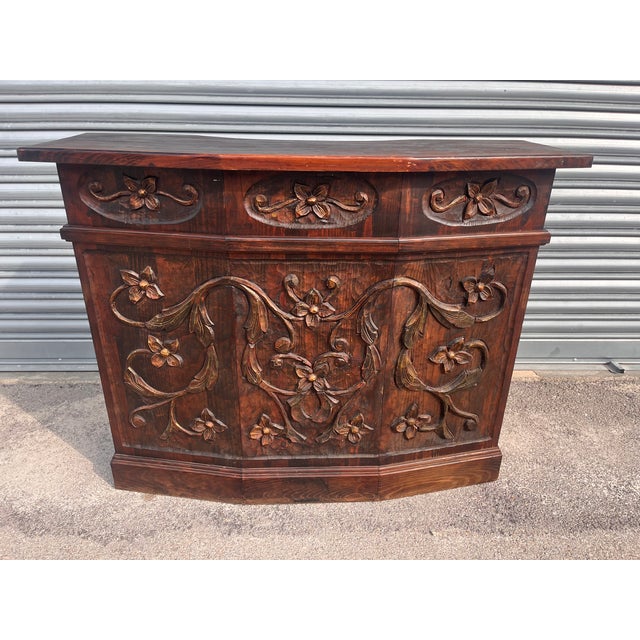 Antique Counter in Carved Wood, 1890s For Sale - Image 6 of 15
