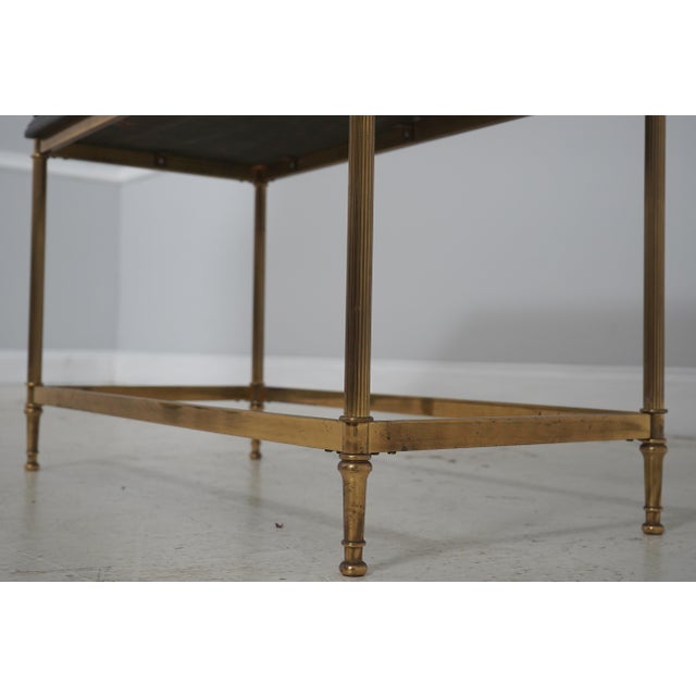 Wood Drexel Heritage Chinoiserie Black Lacquer and Gold Brass Stand For Sale - Image 7 of 18