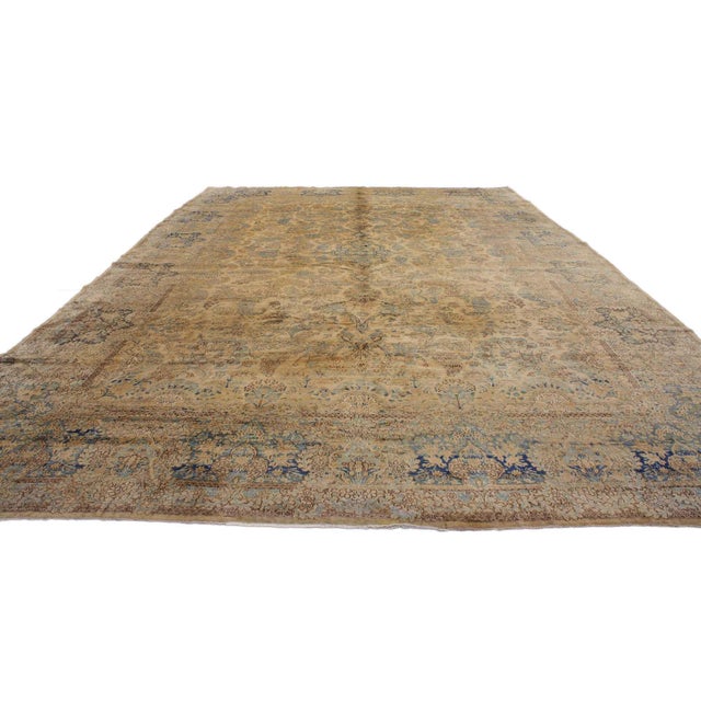 French Provincial Antique Persian Kerman Rug, 11'08 X 17'07 For Sale - Image 3 of 8