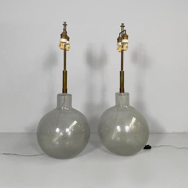 Mid-Century Modern Italian Murano Glass Table Lamps attributed to Barovier & Toso, 1960s, Set of 2 For Sale - Image 4 of 17