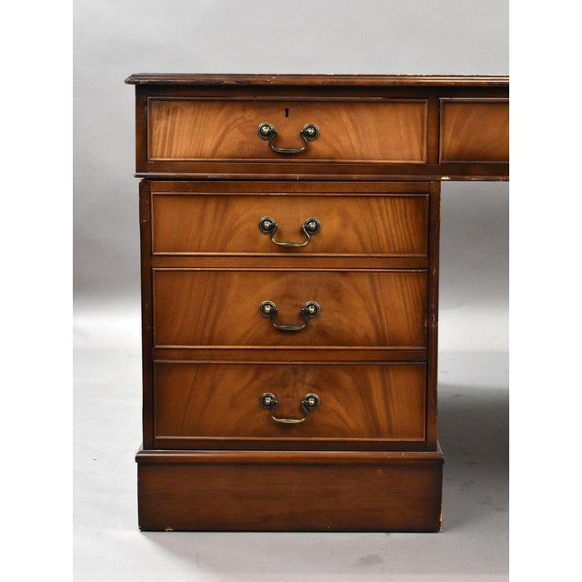 Brown Mahogany Partners Desk, 1980s For Sale - Image 8 of 14