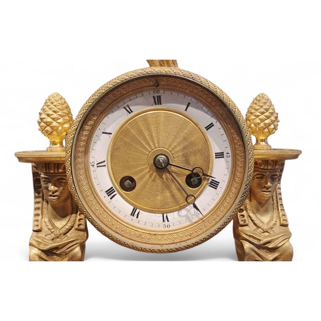 Gold French Gilt Bronze Clock, 1800s For Sale - Image 8 of 11