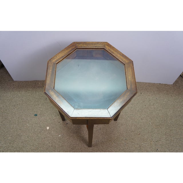 Late 20th Century Late 20th Century Brandt Mahogany Octagon Curio Cabinet Display Case Vitrine Shadowbox Table 23" For Sale - Image 5 of 18