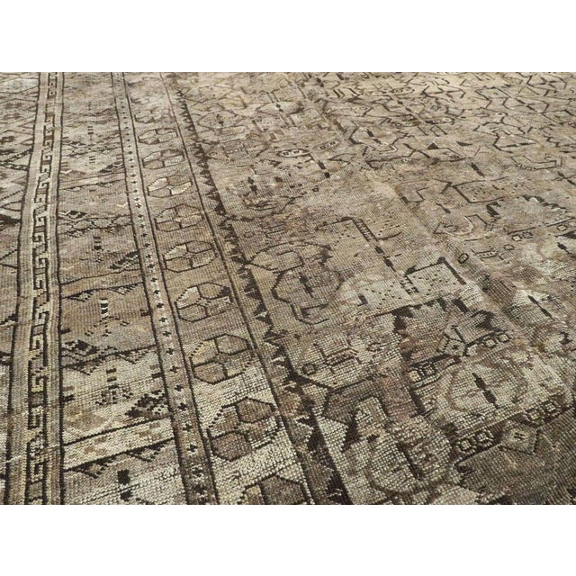 Galerie Shabab Collection Early 20th Century Beshir Large Room Size Tribal Rug in Neutral Earth Tones For Sale In New York - Image 6 of 10