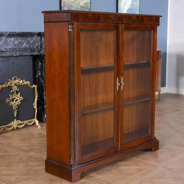 Wood Mahogany Two Door Bookcase For Sale - Image 7 of 11