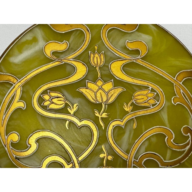 Metal Early 1900s Antique Small Loetz Art Glass Yellow Golden Trinket Box For Sale - Image 7 of 11