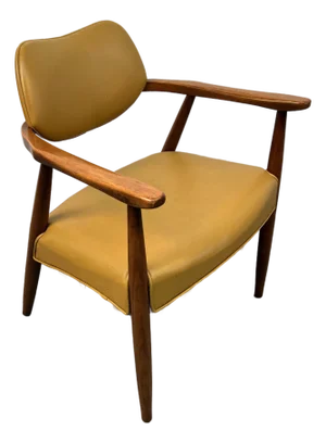 60's Mid-Century Modern Walnut and Vinyl Armchair