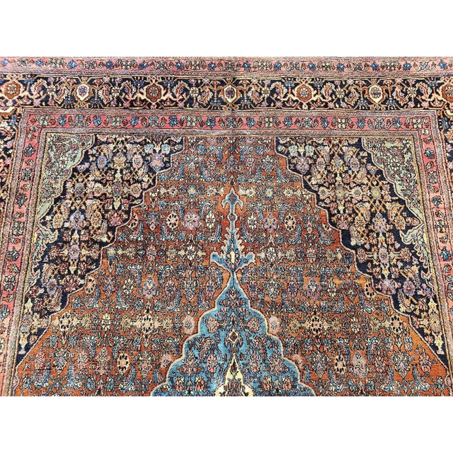 Early 1900s Persian Bibikabad Rug, Hand-Knotted Herati Geometric Pattern, Rust Red & Blue, 9’ X 12’ For Sale In Chicago - Image 6 of 12