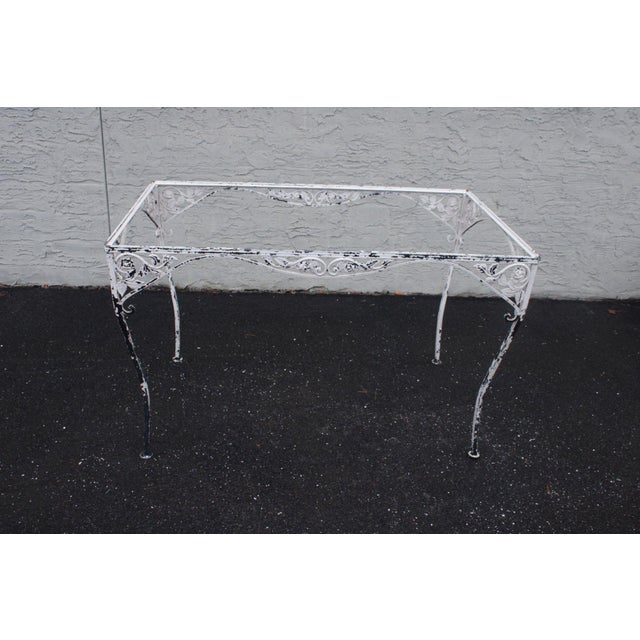 Vintage Five-Piece Wrought Iron Patio Dining Set For Sale - Image 11 of 12