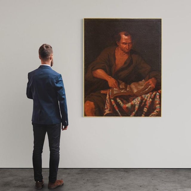 Italian Artist, Philosopher in His Study, 1670, Oil on Canvas For Sale - Image 7 of 16