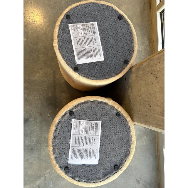Pair of Hair on Hide Round Ottomans For Sale - Image 9 of 9