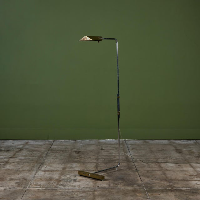 Mid-Century Modern Cedric Hartman Parallel Bar Brass and Stainless Steel Floor Lamp For Sale - Image 3 of 15
