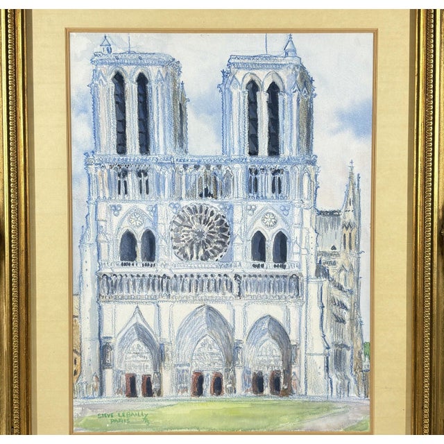 1973 Original Signed Steve LeBailly Mixed Media – "Notre-Dame De Paris" For Sale - Image 4 of 11