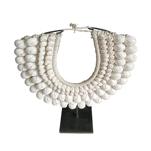 Contemporary Shell and Macramé Necklace on Stand, Papua New Guinea For Sale - Image 3 of 16