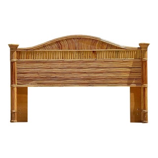 Late 20th Century Vintage Coastal Pencil Reed King Headboard For Sale