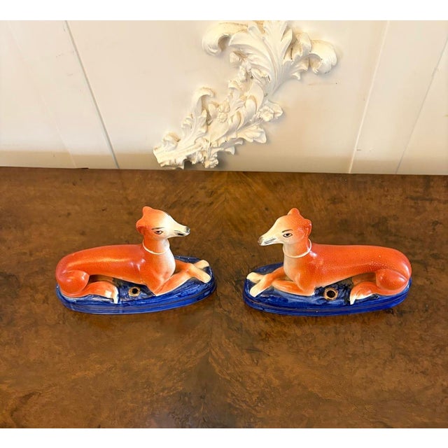 Late 19th Century Antique Staffordshire Greyhound Inkwells, 1880s, Set of 2 For Sale - Image 5 of 10