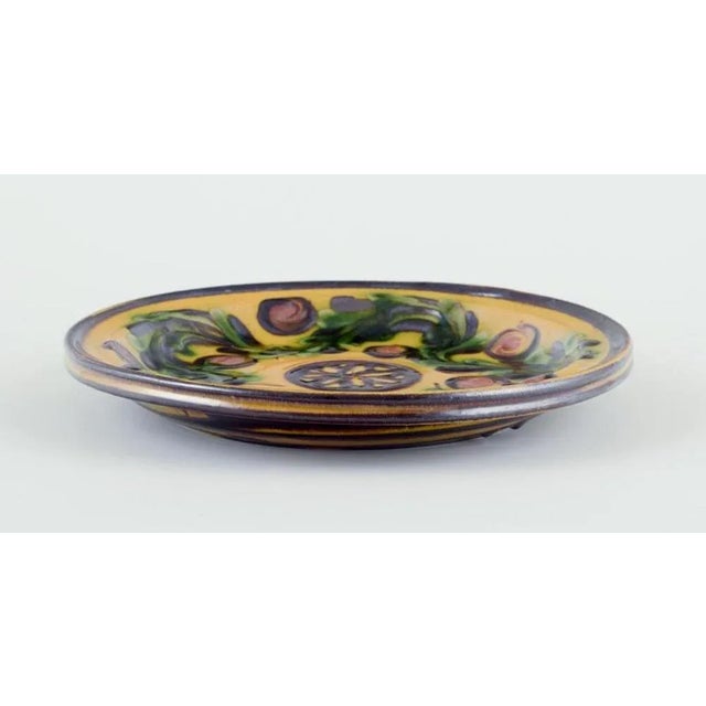Danish Plate in Ceramic with Floral Motif from Kähler, 1930s For Sale - Image 4 of 9
