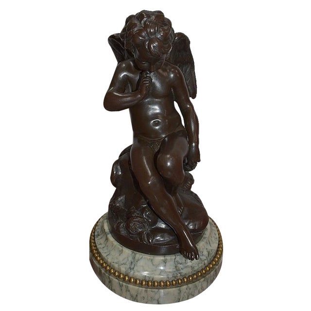 After E.M. Falconnet, Pensive Love, 1870, Bronze For Sale