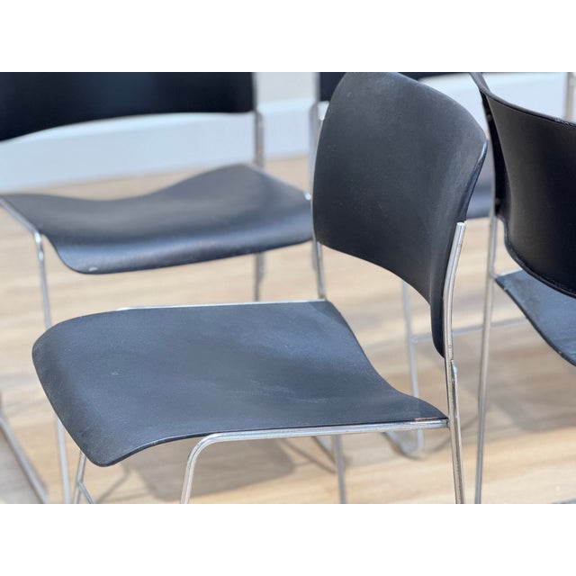 Mid-Century Modern Black Metal Chairs by David Rowland, 1950s, Set of 8 For Sale - Image 3 of 10