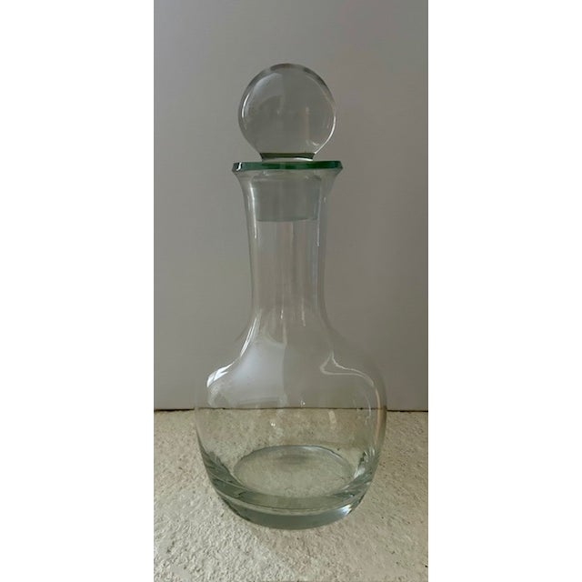 Art Deco Vintage Handcrafted Heavy Clear Glass Decanter For Sale - Image 3 of 3