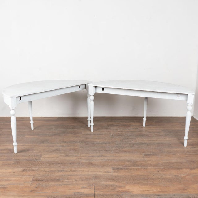 19th Century Pair of Large White Demi Lune Console Side Tables For Sale - Image 15 of 15