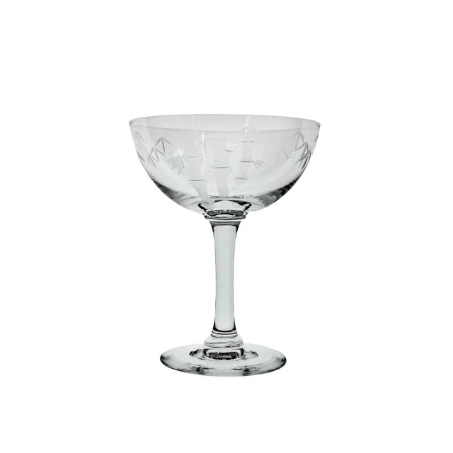 1950s 1950s Crystal Etched Bamboo Drinkware Service for 10 by Noritake in the “Sasaki” Pattern - 80 Pieces For Sale - Image 5 of 9