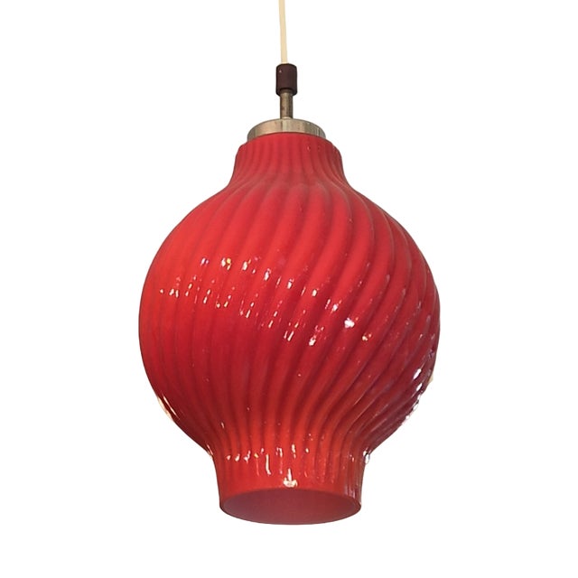 Vintage Red Laminated Glass Lamp, 1960s For Sale