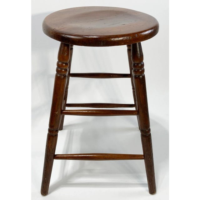 Farmhouse Vintage Turned Wood Stool For Sale - Image 3 of 11
