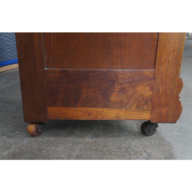Antique Victorian Eastlake Walnut Burl Marble Top Dresser & Mirror Vanity Chest For Sale - Image 15 of 15