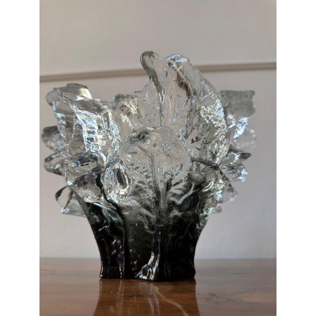 Black and Clear Ice Glass Iceberg Centerpiece by Pertti Santalahti for Humppila, Finland, 1970s For Sale - Image 12 of 12