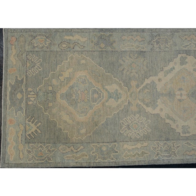 Early 21st Century Turkish Oushak Runner Rug in Olive, Taupe & Teal Tones Handwoven Wool 2'9" X 9'4" For Sale - Image 5 of 11