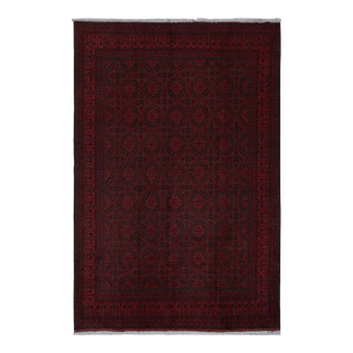 Rug & Kilim’s Afghan Baluch Tribal Rug in Burgundy and Blue Geometric Patterns For Sale