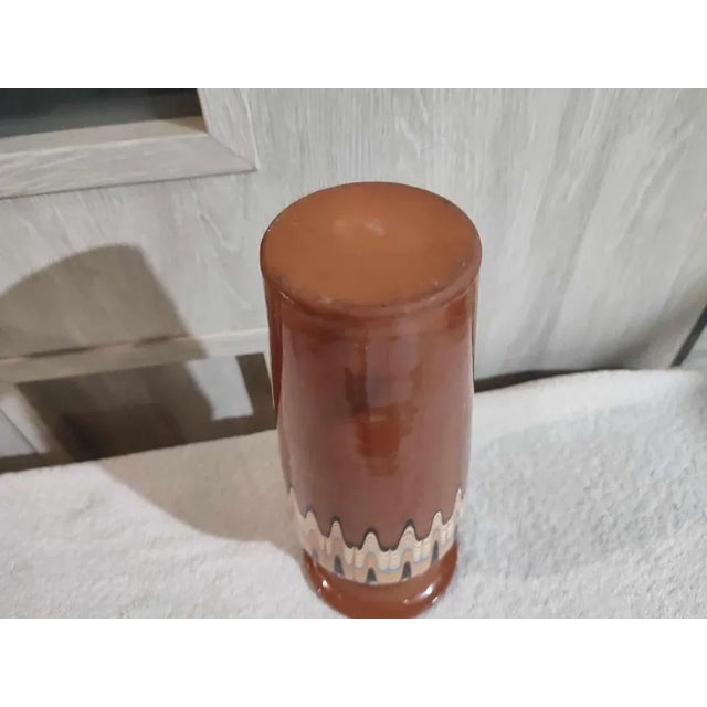 Vase, ceramic, Bulgarian, vintage 1970s, dimensions: height 24.3 cm, diameter 10 cm.