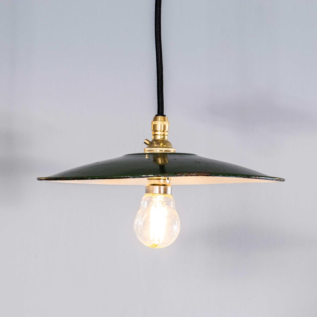 1930's french green café enamel coolie lights - 9.5 inch. Classic enamel coolie shade from france. One of the most basic...