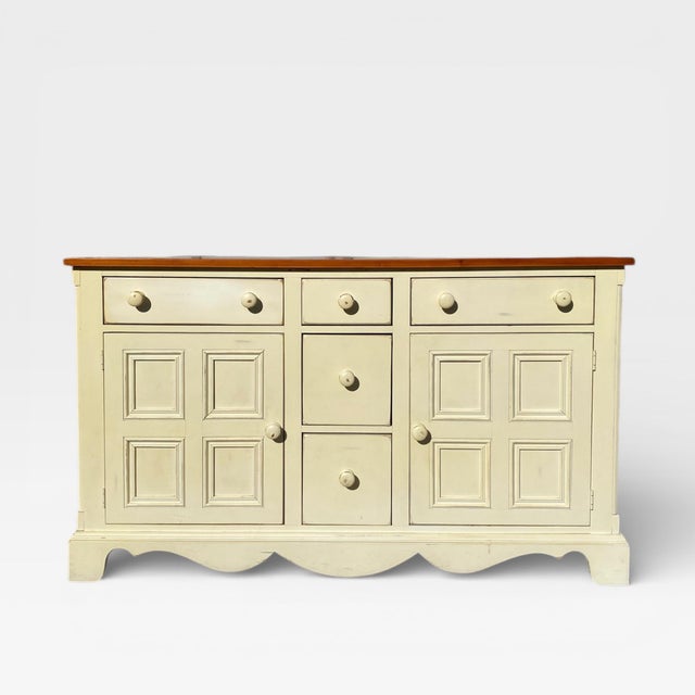 Vintage Painted Wood Sideboard With Paneled Doors For Sale - Image 14 of 18