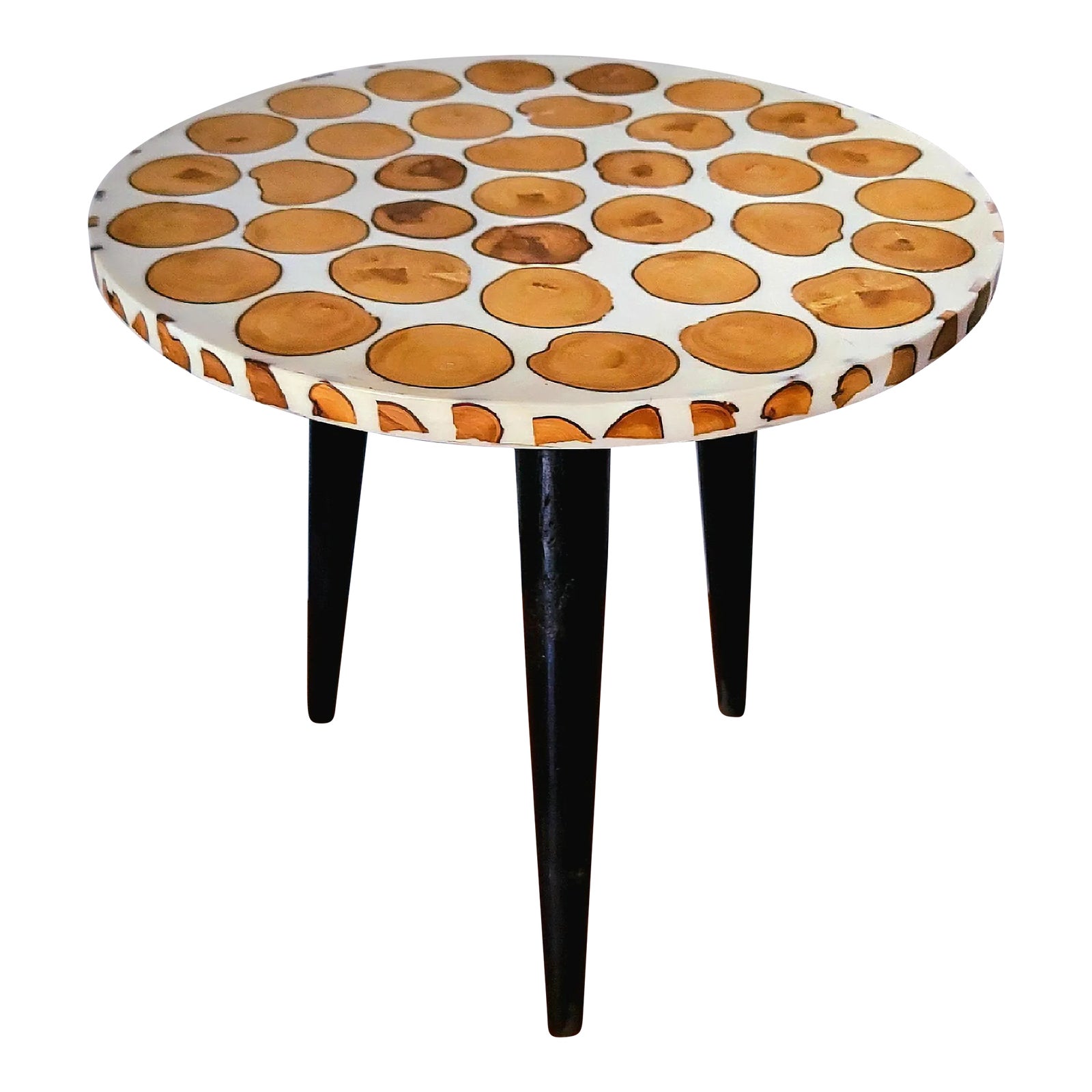 Moroccan MidCentury Style Wooden and Resin Side Table 2 Chairish