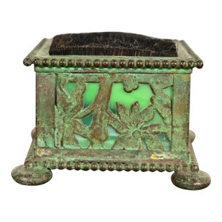 Apollo Studios New York Arts & Crafts Grapevine Pattern Bronze and Slag Glass Pen Brush For Sale