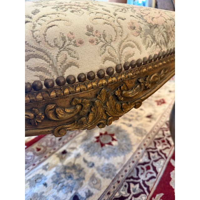 Brown Floral Print Bergere Chair, 19th Century For Sale - Image 8 of 12