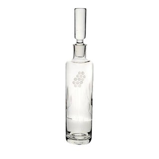 Vintage Scandinavian Style Etched Clear Glass Decanter, Cylindrical Shape, 15" Tall, For Sale