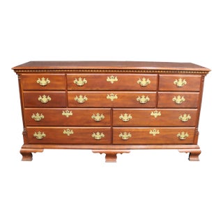 Statton Cherry Chippendale 10 Drawer Dresser For Sale