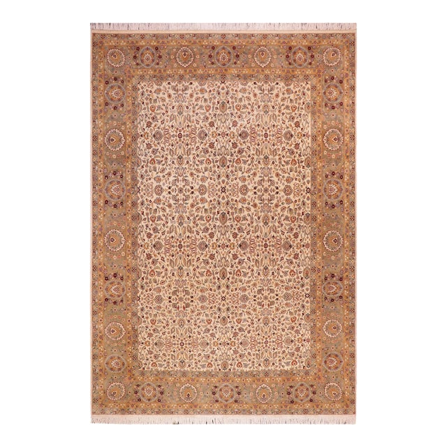 Floral Pak-Persian Beige/Tan Wool Rug - 9'1'' X 12'0'' For Sale