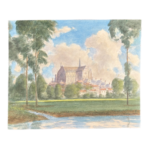 1960s Watercolor; Harold Latham; The Cathedral Church of Our Lady and St. Philip Howard Arundel, West Sussex, England