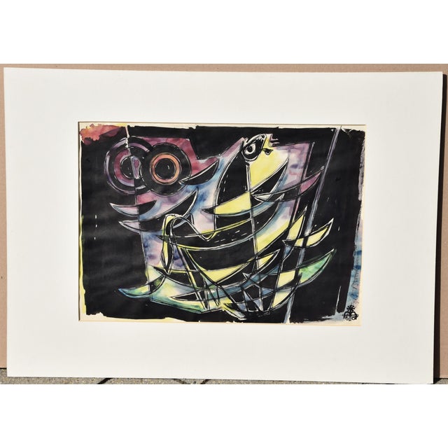 Postmodern Egbert Bruckner, Screaming Horse, 1950, Ink and Watercolor For Sale - Image 3 of 12