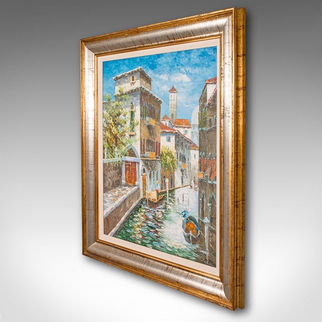 Mid-Century Modern 1980's Vintage Venetian Canal Painting For Sale - Image 3 of 9