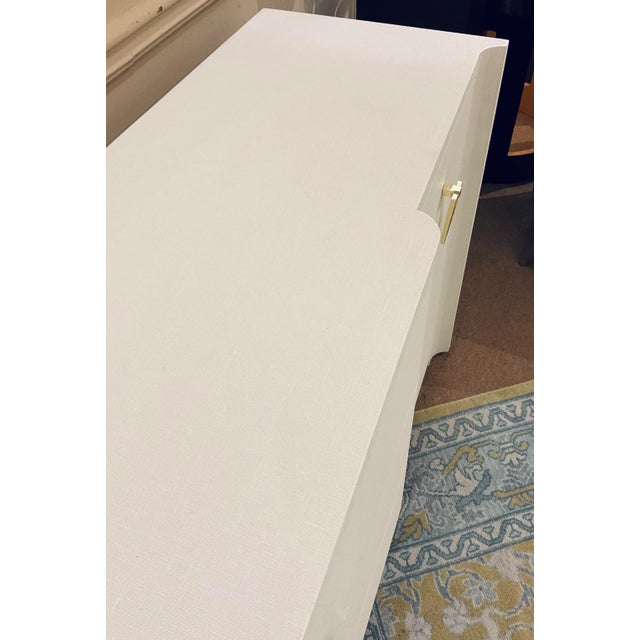 Bungalow 5 Villa Home Modern Lacquered White Grasscloth Audrey Cabinet For Sale - Image 4 of 8