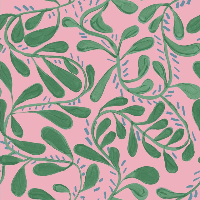 Contemporary Sample - Wallflower Vines Wallpaper by Susan Hable in Watermelon For Sale - Image 3 of 3