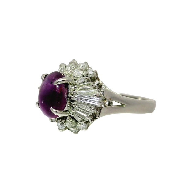 Early 21st Century 3.93 Carat Purple Star Sapphire Diamond Platinum Burst Ring, Size 8.5 For Sale - Image 5 of 7
