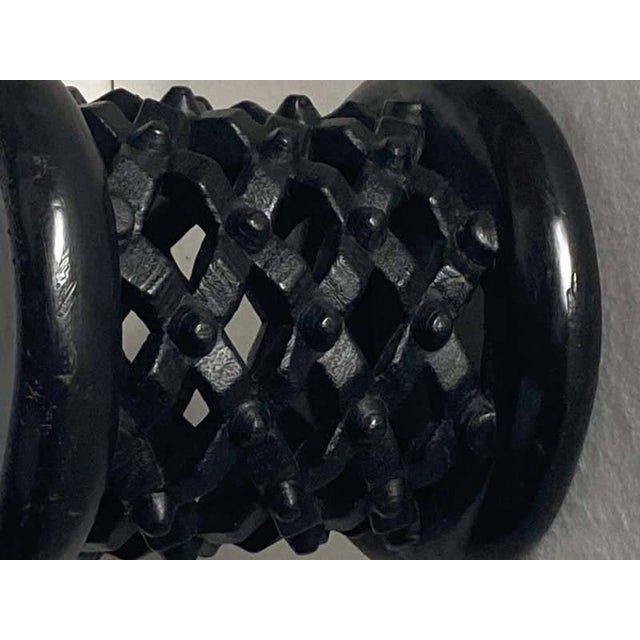 Black Handcrafted Black Bamileke Style Coffee Tables – Set of 2 For Sale - Image 8 of 9