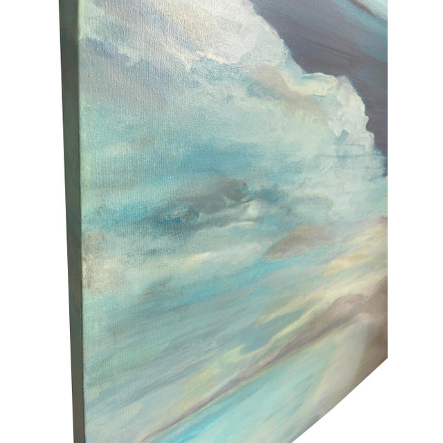 Contemporary Coastal Contemporary Dreamscape – Large Abstract Seascape Painting in Cerulean Blue & Aqua Tones for Modern Interiors For Sale - Image 3 of 13