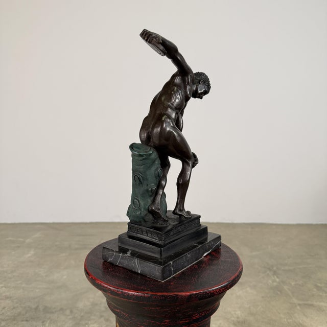 Bronze Classical Athlete Sculpture After Discobolus, Greco-Roman Athlete, 12” H For Sale - Image 15 of 16